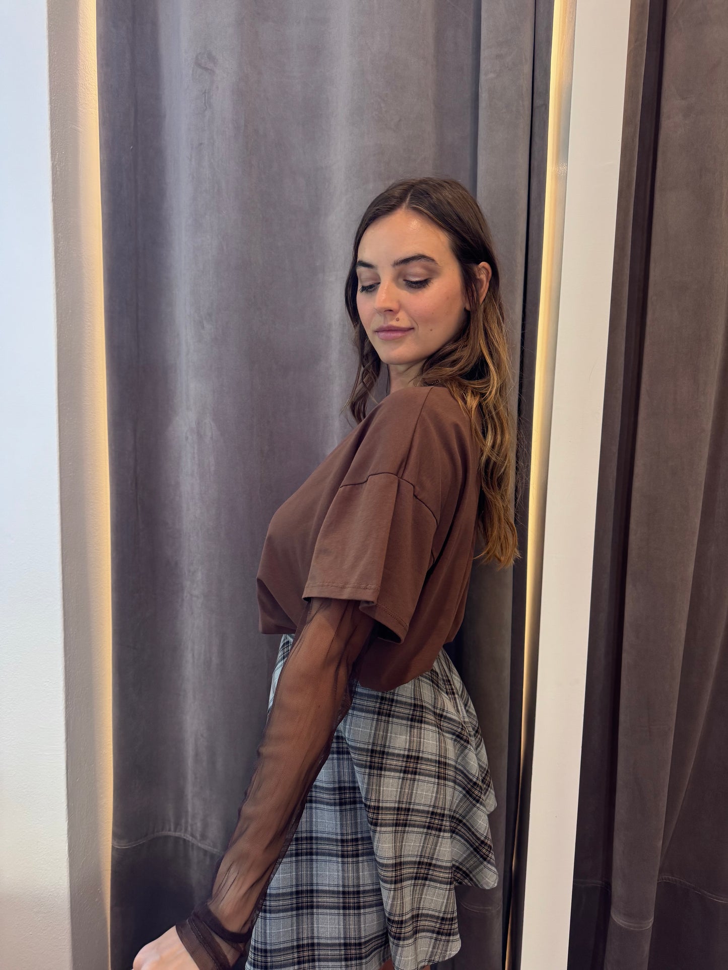 T-shirt manica in tulle