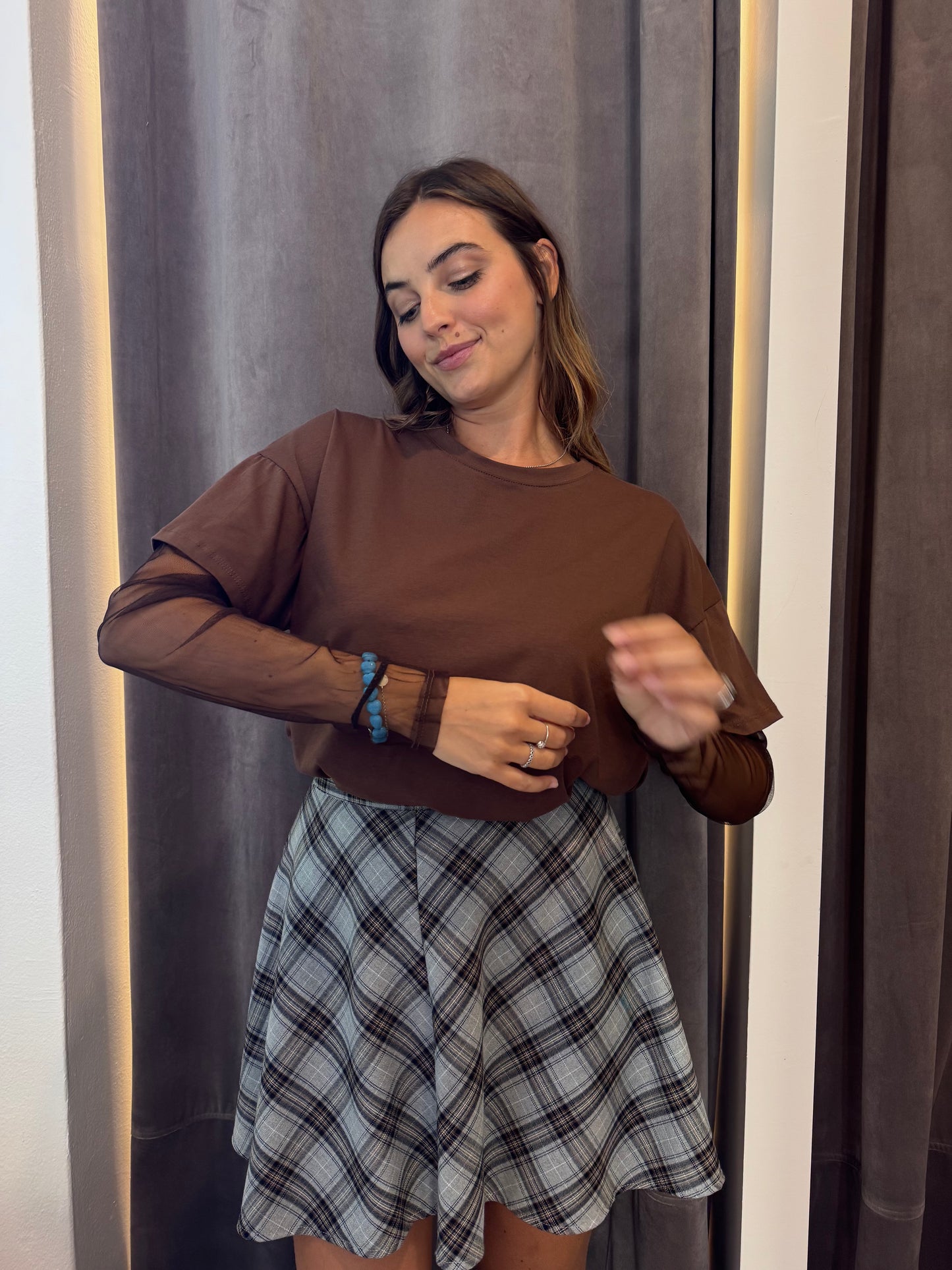 T-shirt manica in tulle