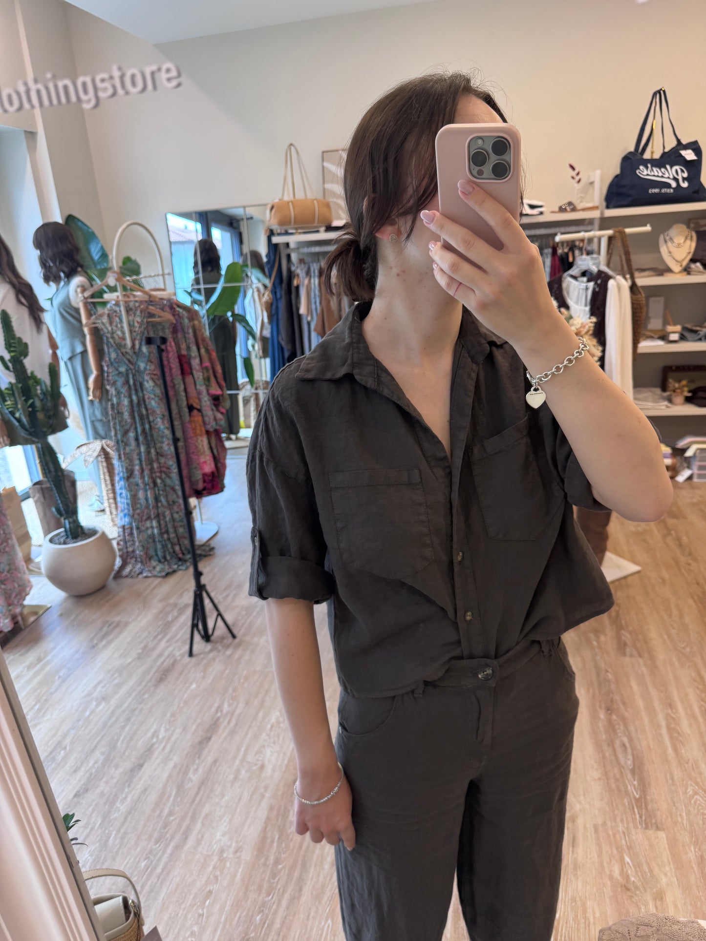 Camicia linen moka