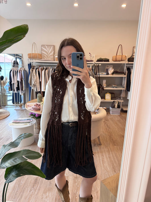 Gilet con frange crochet