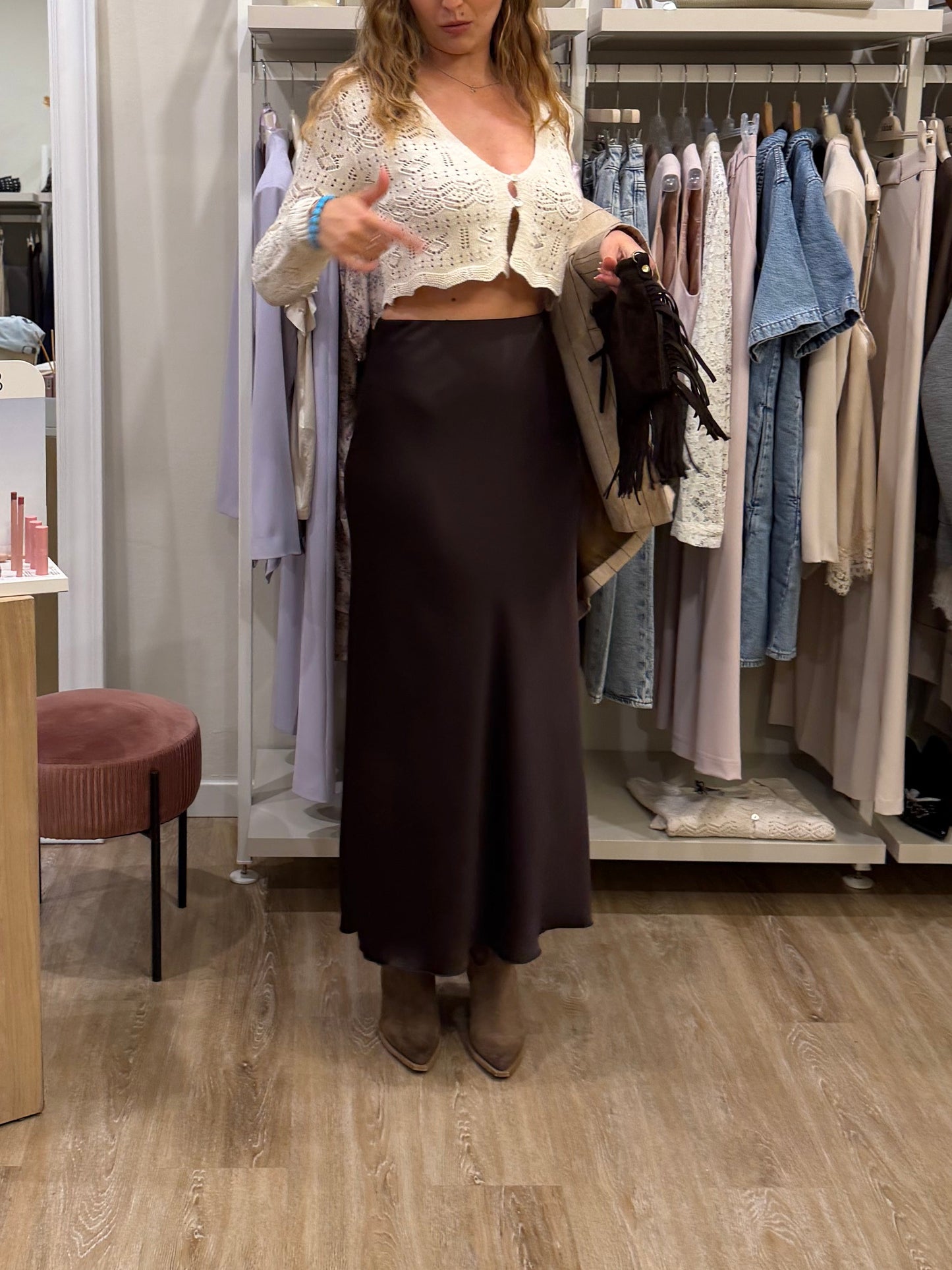 Gonna in satin lunga