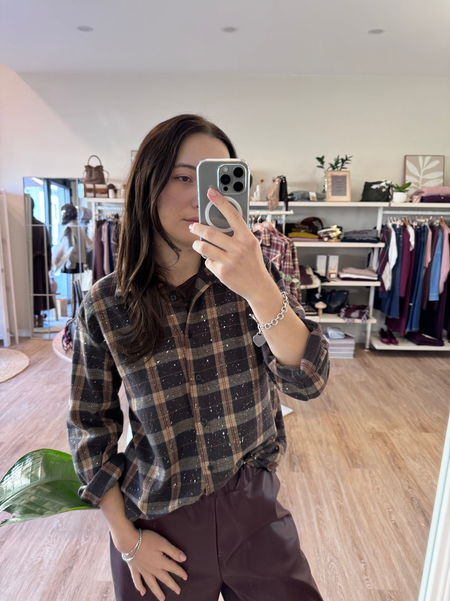 Camicia check con strass