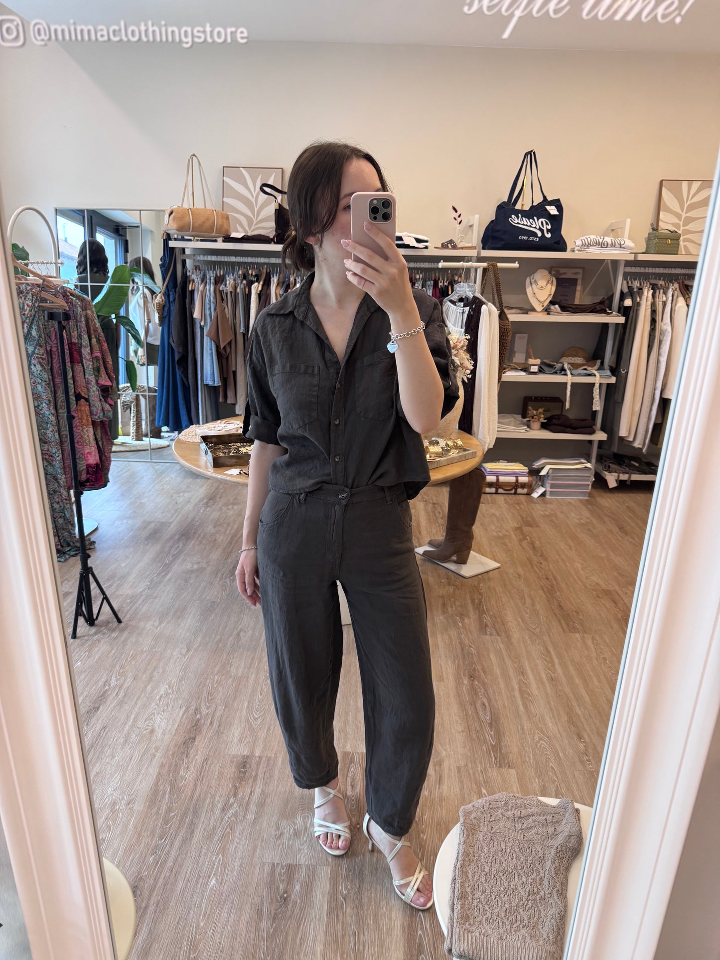 Camicia linen moka