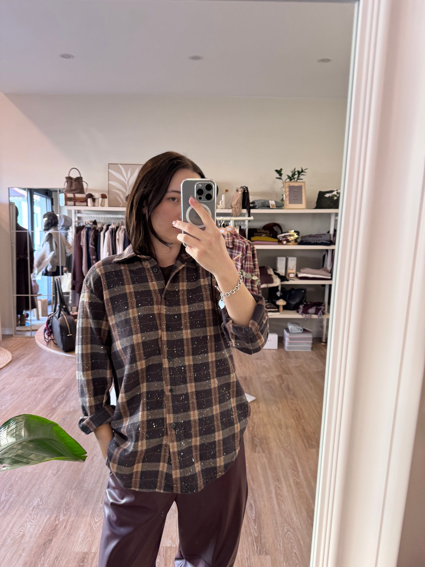 Camicia check con strass